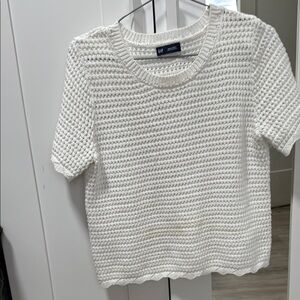 GAP White Textured Knit Top
